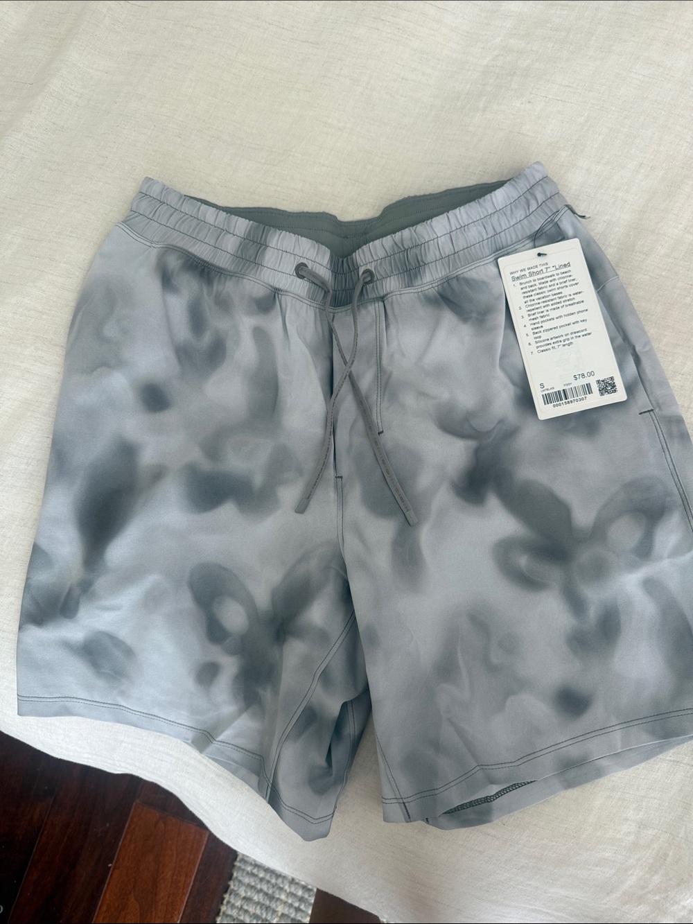 Men's Gray Patterned Swim Shorts lululemon S nwt